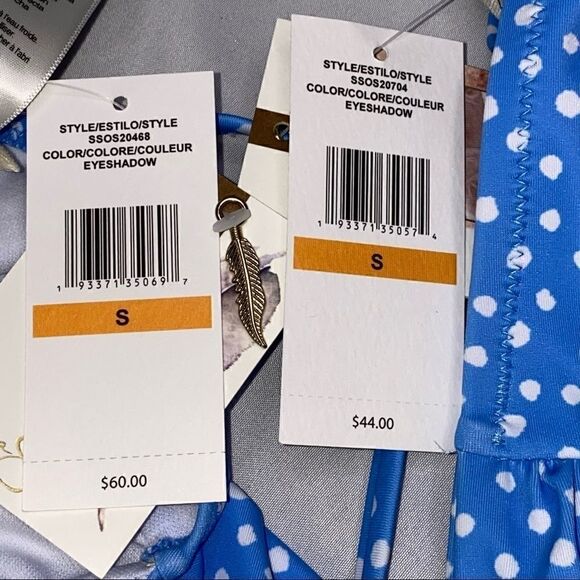 Jessica Simpson NWT blue and white polka dot tankini size S - Picture 8 of 16